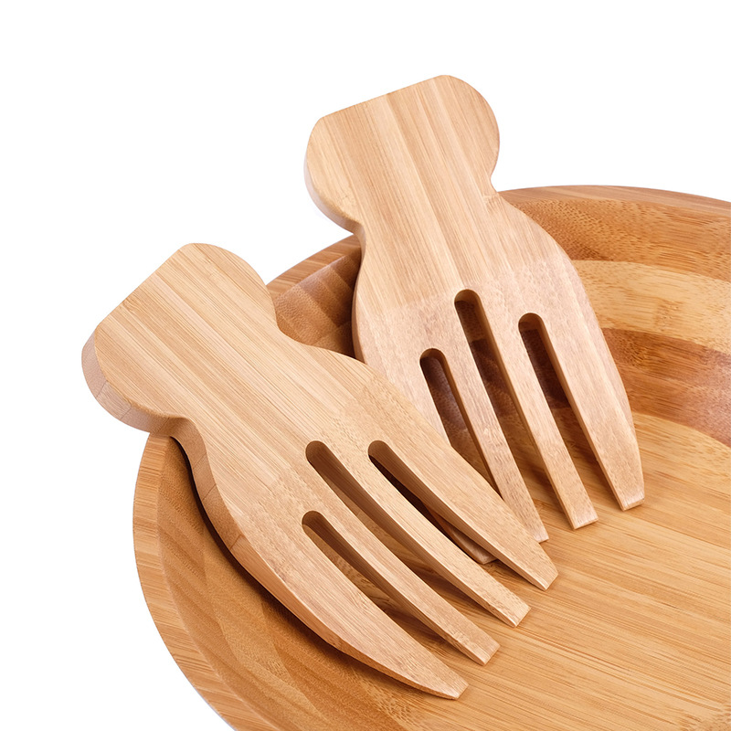 Kitchen Helper Gadgets - 2 قطعة سلطة الأيدي الخيزران سلطة